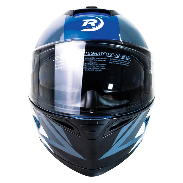 CASCO DEPORTIVO ABATIBLE NEGRO CON FRANJAS AZULES