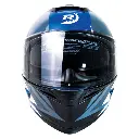 CASCO DEPORTIVO ABATIBLE NEGRO CON FRANJAS AZULES