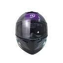 CASCO DEPORTIVO ABATIBLE NEGRO CON FRNAJAS MORADAS