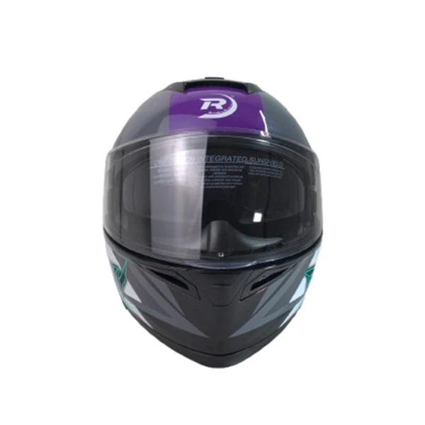 CASCO DEPORTIVO ABATIBLE NEGRO CON FRNAJAS MORADAS