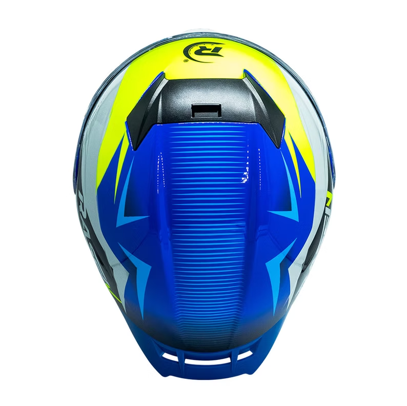 CASCO ABATIBLE DEPORTIVO AZUL CON FRANJAS GRIS