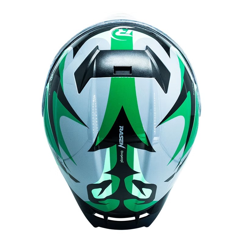 CASCO ABATIBLE DEPORTIVO GRIS CON VERDE