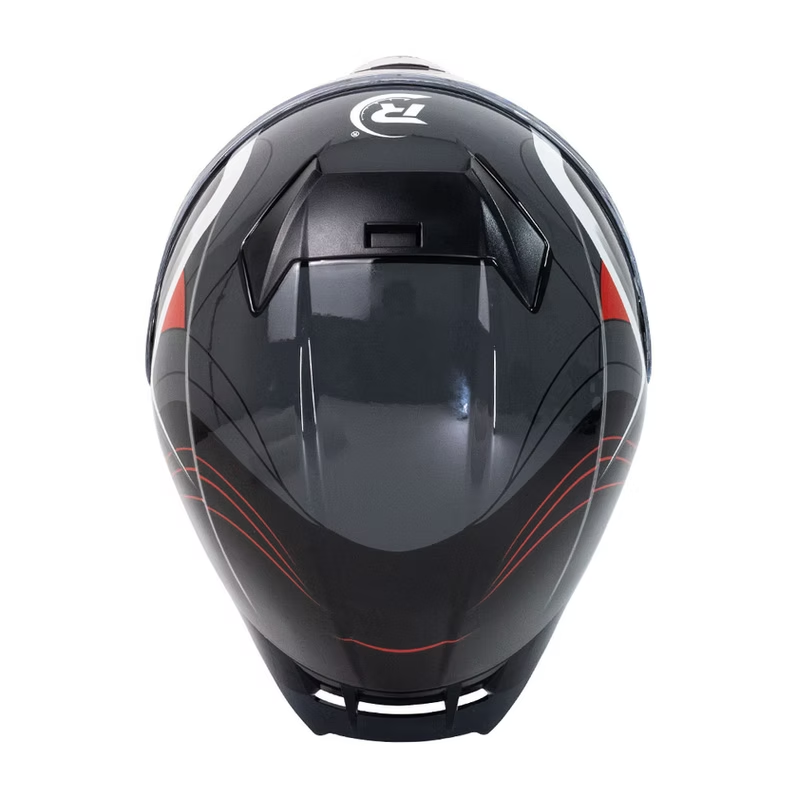 CASCO ABATIBLE DEPORTIVO NEGRO CON FRANJAS GRIS (XXL)