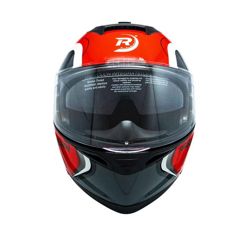 CASCO ABATIBLE DEPORTIVO ROJO CON FRANJAS GRIS (M)