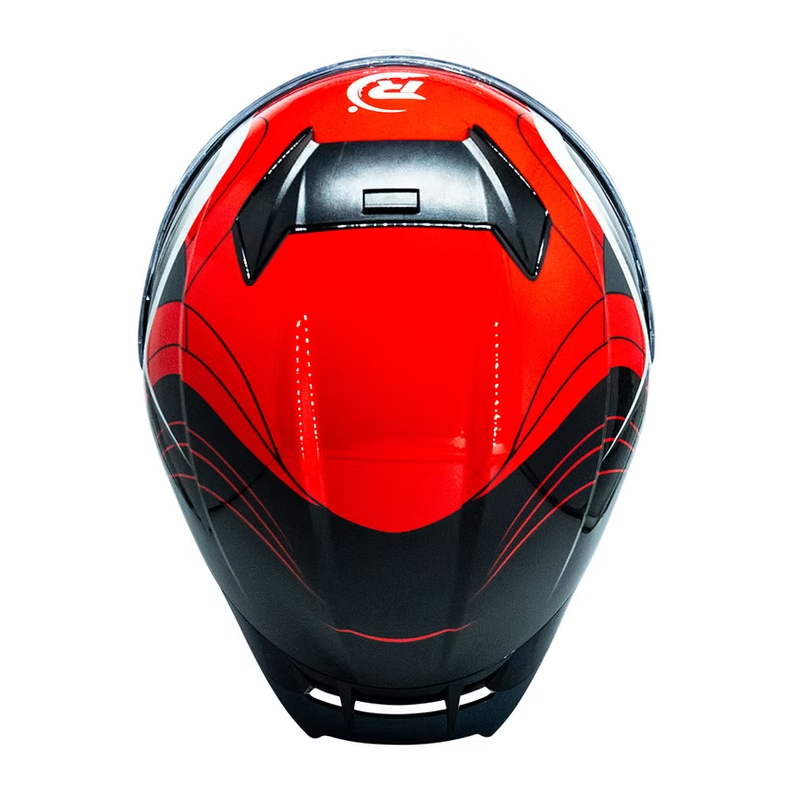 CASCO ABATIBLE DEPORTIVO ROJO CON FRANJAS GRIS (M)
