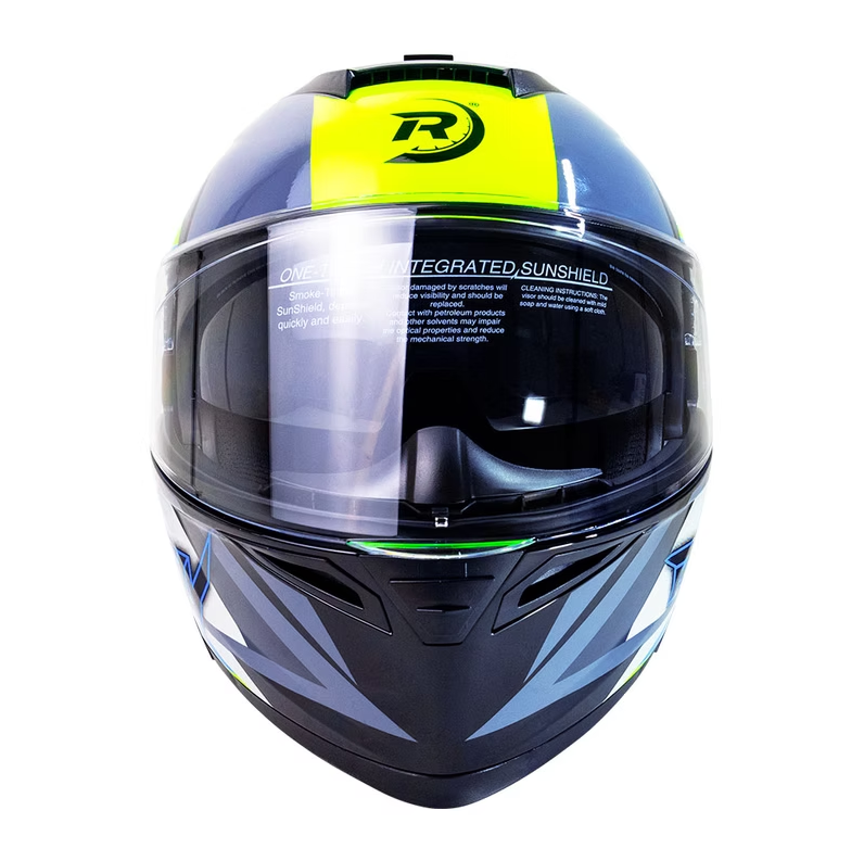 CASCO DEPORTIVO ABATIBLE NEGRO CON FRANJAS AMARILLAS (XXL)