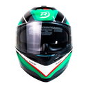 CASCO DEPORTIVO ABATIBLE VERDE CON FRANJAS NEGRAS (M)