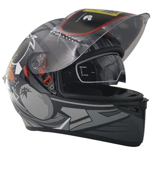 CASCO CERRADO NEGRO CON GRIS