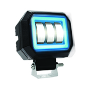 FARO AUXILIAR LED CON LUPA CUADRADO CON 3 LED OJO DE ANGEL CON LUZ BLANCA FIJA Y ESTROBO
