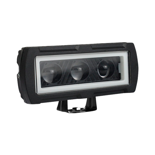 BARRA LED TRIPLE LUPA LUZ AMARILLA CON HALO FRONTAL BLANCO