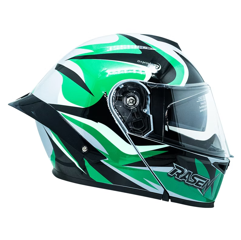 CASCO ABATIBLE DEPORTIVO GRIS CON VERDE (M)
