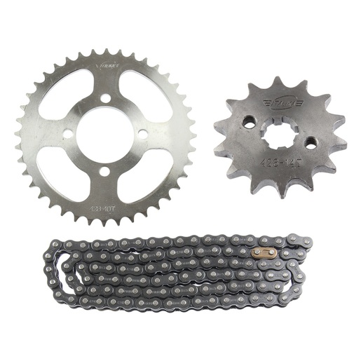 KIT DE SPROCKET FT 180 SPROCKET TRASERO 42T, PIÑON 15T, PASO DE LA CADENA 428H, N° DE ESLABONES 124L