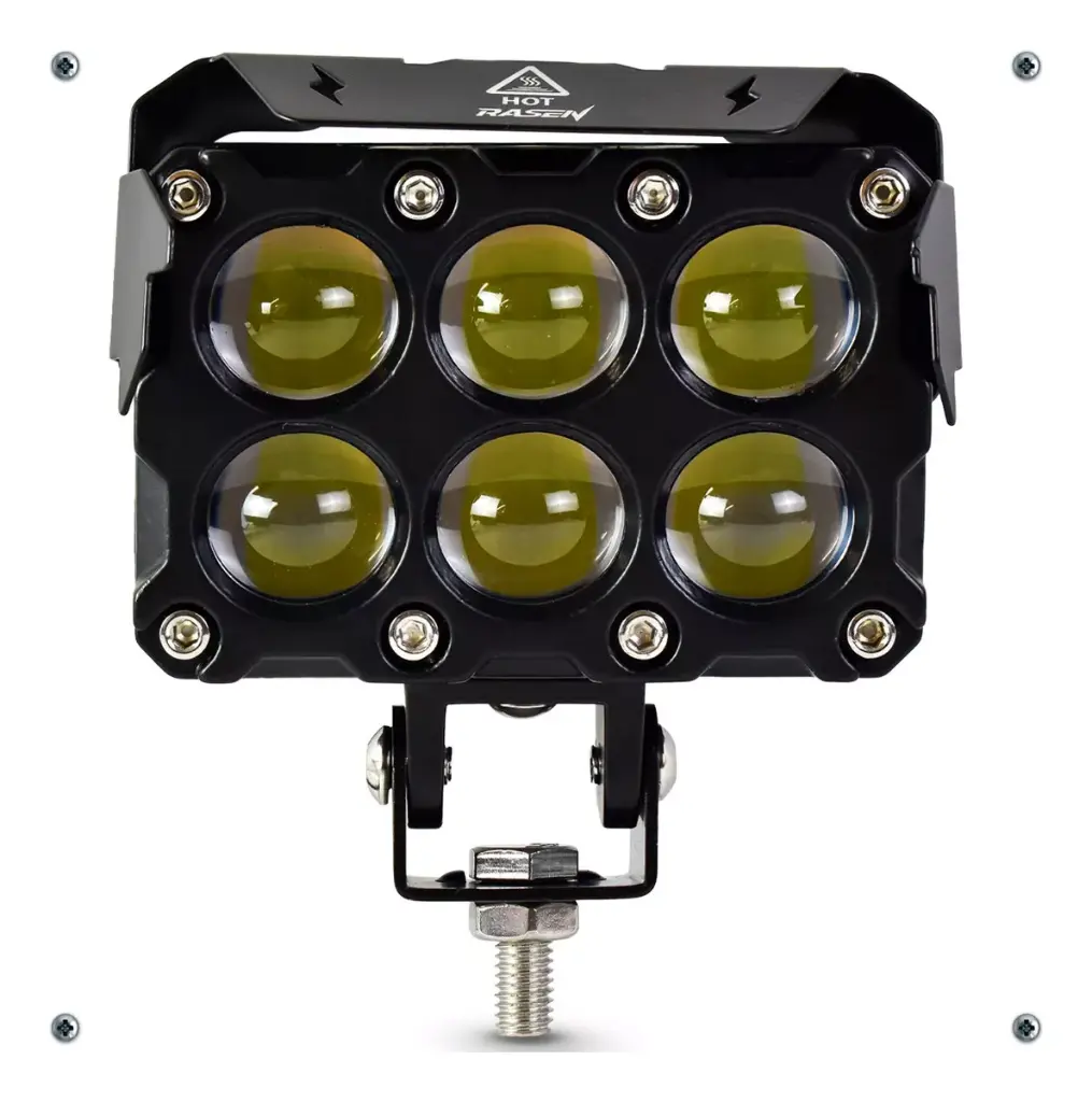 FARO LED 6 LUPAS CUADRADO CON VICERA LUZ AMARILLO-BLANCO
