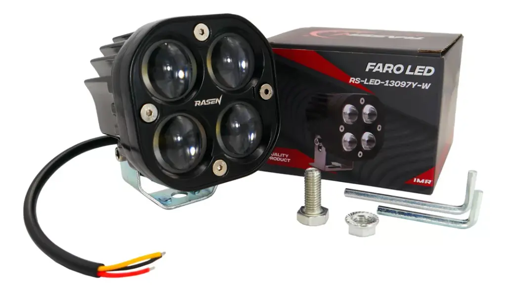 FARO AUXILIAR HEXAGONAL 4 LED CON LUPA LUZ BLANCA Y AMARILLA