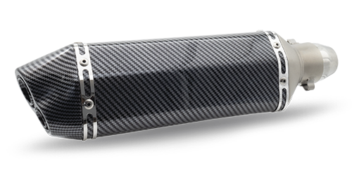 [RS-ESC-9002] ESCAPE DEPORTIVO RECTANGULAR DOBLE SALIDA CON PINTURA TIPO FIBRA DE CARBON