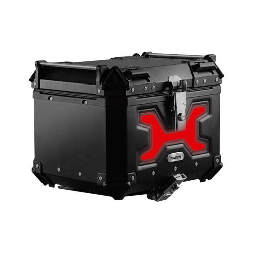 [RS-SPO-19300R] MALETERO CON RESPALDO ACOJINADO DE ALUMINIO NEGRO CON LUZ 45 L