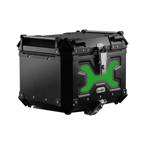 [RS-SPO-19300GN] MALETERO CON RESPALDO ACOJINADO DE ALUMINIO NEGRO CON LUZ 45 L