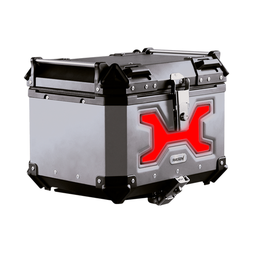 [RS-SPO-19301R] MALETERO CON RESPALDO ACOJINADO DE ALUMINIO PLATA CON LUZ 45L
