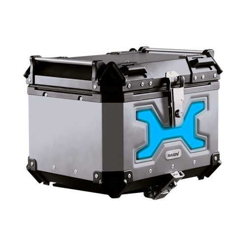 [RS-SPO-19301BU] MALETERO CON RESPALDO ACOJINADO DE ALUMINIO PLATA CON LUZ 45L