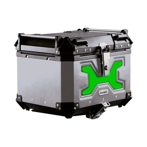 [RS-SPO-19301GN] MALETERO CON RESPALDO ACOJINADO DE ALUMINIO PLATA CON LUZ 45L