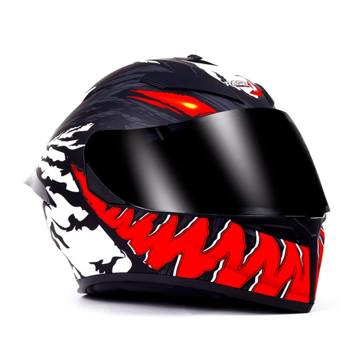 [CAS-CER-10102L] CASCO CERRADO NEGRO CON ROJO Y BLANCO (L)