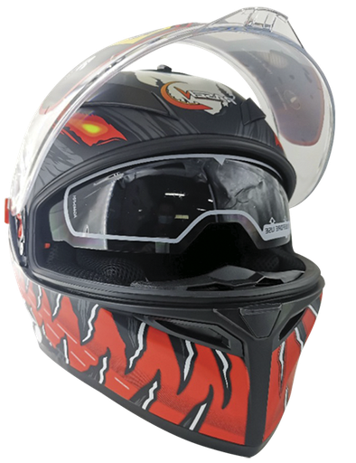 [CAS-CER-10102L] CASCO CERRADO NEGRO CON ROJO Y BLANCO