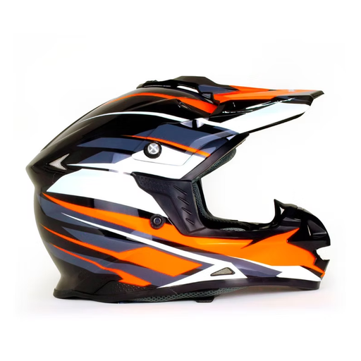 [CAS-CRO-20001L] CASCO TIPO CROSS NEGRO CON NARANJA (L)