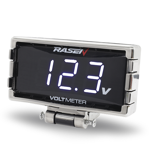 [RS-GRL-12019W] CARGADOR CON VOLTIMETRO RECTANGULAR BLANCO CON SUJECION AL ESPEJO