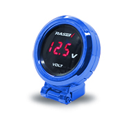 [RS-GRL-12021BU] CARGADOR CON VOLTIMETRO REDONDO COLOR AZUL CON SUJECION AL ESPEJO
