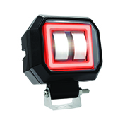 [RS-LED-13040W-R] FARO LED CUADRADO MINI 2 LED CON LUPA LUZ BLANCA FIJA Y CON ESTROBO OPCIONAL Y CONTORNO