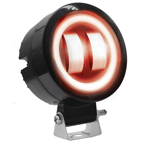 [RS-LED-13041W-R] FARO 2 LED REDONDO CON LUPA LUZ BLANCA FIJA Y ESTROBO OPCIONAL
