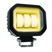 [RS-LED-13047W-Y] FARO CUADRADO LED CON LUPA LUZ FIJA Y ESTROBO CONTORNO AZUL