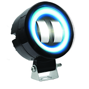 [RS-LED-13073W-BU] FARO AUXILIAR LED CON LUPA REDONDO CON 2 LED OJO DE ANGEL CON LUZ BLANCA FIJA Y ESTROBO