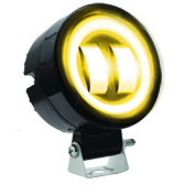 [RS-LED-13073W-Y] FARO AUXILIAR LED CON LUPA REDONDO CON 2 LED OJO DE ANGEL CON LUZ BLANCA FIJA Y ESTROBO