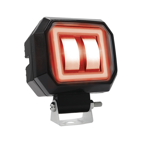 [RS-LED-13074W-R] FARO AUXILIAR LED CON LUPA CUADRADO CON 2 LED OJO DE ANGEL CON LUZ BLANCA FIJA Y ESTROBO