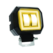 [RS-LED-13074W-Y] FARO AUXILIAR LED CON LUPA CUADRADO CON 2 LED OJO DE ANGEL CON LUZ BLANCA FIJA Y ESTROBO