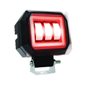 [RS-LED-13076W-R] FARO AUXILIAR LED CON LUPA CUADRADO CON 3 LED OJO DE ANGEL CON LUZ BLANCA FIJA Y ESTROBO