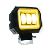 [RS-LED-13076W-Y] FARO AUXILIAR LED CON LUPA CUADRADO CON 3 LED OJO DE ANGEL CON LUZ BLANCA FIJA Y ESTROBO