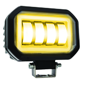 [RS-LED-13078W-Y] FARO AUXILIAR LED CON LUPA CUADRADO CON 4 LED OJO DE ANGEL CON LUZ BLANCA FIJA Y ESTROBO