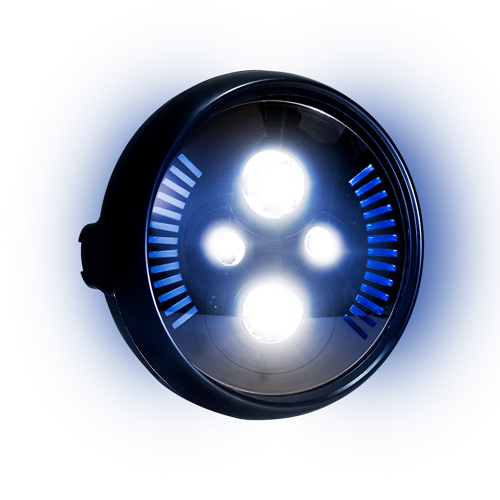 [RS-FARO-16002W-BU-Y] FARO PRICIPAL GL 150 CARGO REDONDO DOBLE LUPA CON LUCES LATERALES AMARILLAS Y AZULES