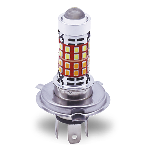 [RS-FDEL-5043Y-W] FOCO DE FARO LED H4 CON LUPA LUZ BLANCA Y AMARILLA CON 40 LEDS LATERALES