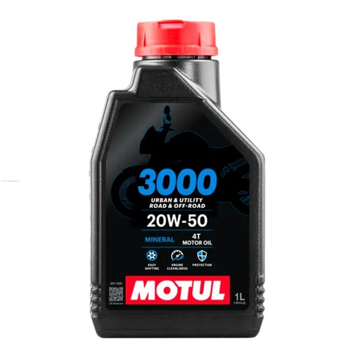 [6104-1008] ACEITE PARA MOTOR A GASOLINA 4 TIEMPOS MOTUL 3000 20W50 1L MINERAL