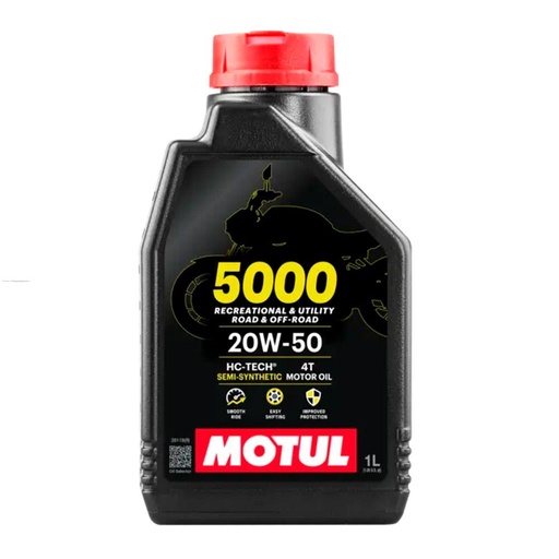[6104-1105] ACEITE PARA MOTOR A GASOLINA 4 TIEMPOS MOTUL 5000 20W50 1L SEMISINTETICO