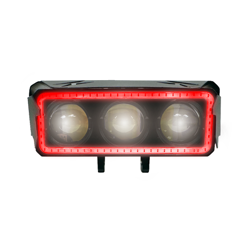[RS-LED-13128Y-W-R] FARO AUXILIAR LED RECTANGULAR TRES LUPAS CON LUZ FRONTAL (AMARILLO-BLANCO-ROJO)