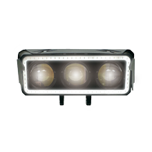 [RS-LED-13128Y-W-W] FARO AUXILIAR LED RECTANGULAR TRES LUPAS CON LUZ FRONTAL (AMARILLO-BLANCO-BLANCO)