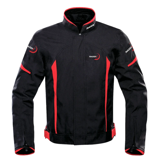[RS-TRA-20001XL] CHAMARRA DEPORTIVA NEGRO CON FRANJAS ROJO (XL)