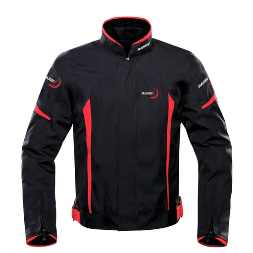[RS-TRA-20001XXL] CHAMARRA DEPORTIVA NEGRO CON FRANJAS ROJO (XXL)