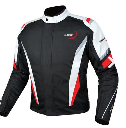 [RS-TRA-20021XL] CHAMARRA  DEPORTIVA NEGRO CON BLANCO PROTECCIONES Y REFLEJANTES (XL)			 