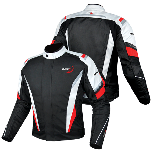 [RS-TRA-20021XXL] CHAMARRA DEPORTIVA NEGRO CON BLANCO PROTECCIONES Y REFLEJANTES (XXL)			 