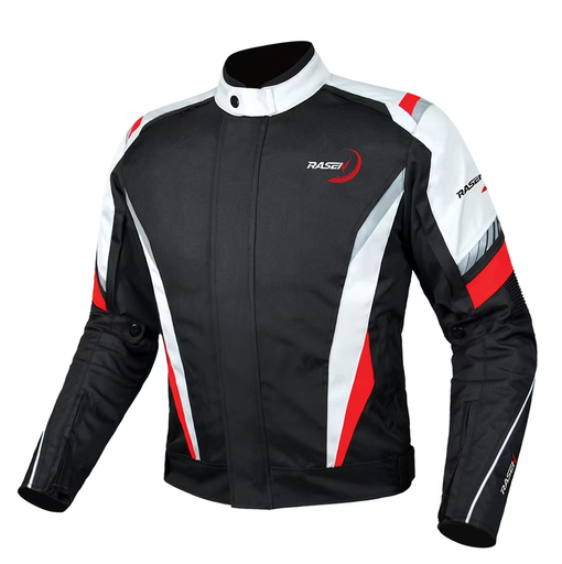 [RS-TRA-20021XXL] CHAMARRA DEPORTIVA NEGRO CON BLANCO PROTECCIONES Y REFLEJANTES (XXL)